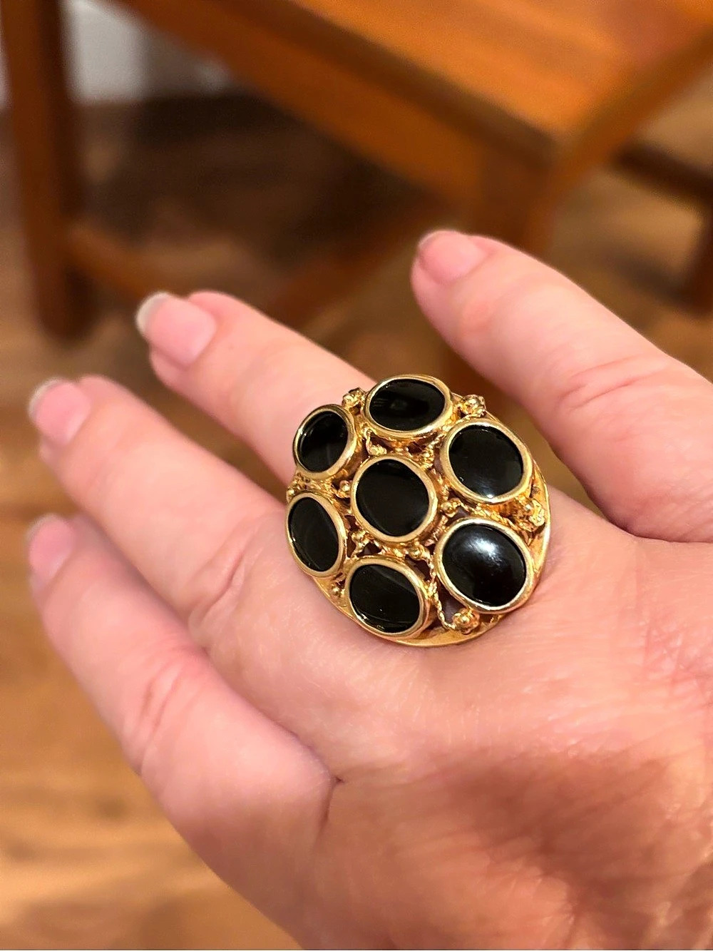 Black Oval Stone Statement Ring Like New